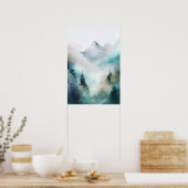Poster Aquarelle Serene Mountain Art Abstrait Télécharger (Cuisine)