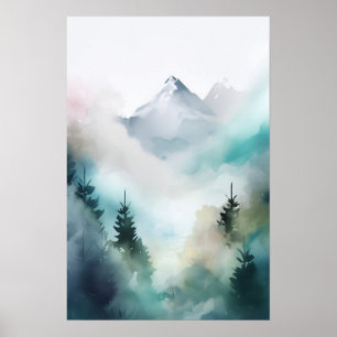 Poster Aquarelle Serene Mountain Art Abstrait Télécharger