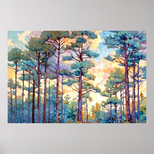 Poster Aquarelle Serene Pine Forest Imprimer (Devant)