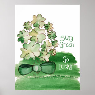 Poster Aquarelle Shamrock Lucky