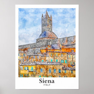 Poster Aquarelle Siena Italie Croquis main