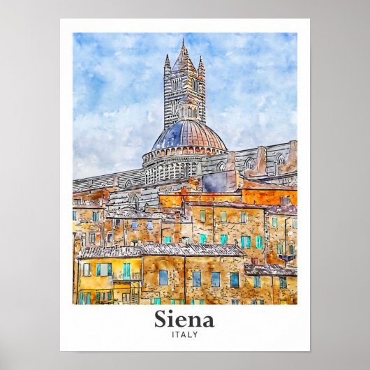 Poster Aquarelle Siena Italie Croquis main (Devant)