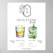 Poster Aquarelle | Signature Mariée & Salle Boisson (Devant)