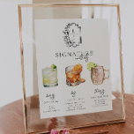Poster Aquarelle | Signature Mariée & Salle Boisson<br><div class="desc">Personnalisez ce panneau avec les noms de la mariée et du marié et leur choix de boisson préférée. Différentes illustrations de cocktails peuvent être faites sur demande. Ajoutez votre libellé personnalisé à cette conception à l'aide des cases "Modifier ce modèle de conception" situées à droite de l'élément ou cliquez sur...</div>
