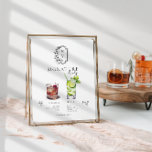Poster Aquarelle | Signature Mariée & Salle Boisson<br><div class="desc">Personnalisez ce panneau avec les noms de la mariée et du marié et leur choix de boisson préférée. Différentes illustrations de cocktails peuvent être faites sur demande. Ajoutez votre libellé personnalisé à cette conception à l'aide des cases "Modifier ce modèle de conception" situées à droite de l'élément ou cliquez sur...</div>