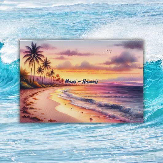 Poster Aquarelle Sketch Maui Hawaii Coloré |