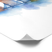 Poster Aquarelle Skyline de Boston City | MA Boston moder (Coin)