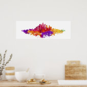 Poster Aquarelle Skyline de Chicago en blanc (Cuisine)