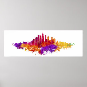 Poster Aquarelle Skyline de Chicago en blanc