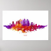 Poster Aquarelle Skyline de New York en blanc (Devant)