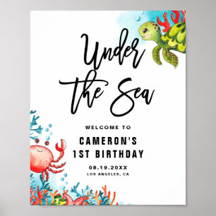 Poster Aquarelle sous la mer Anniversaire Bienvenue