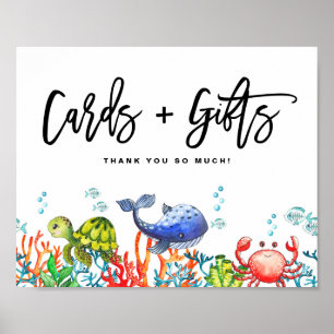 Poster Aquarelle sous la mer Cartes et cadeaux Anniversai