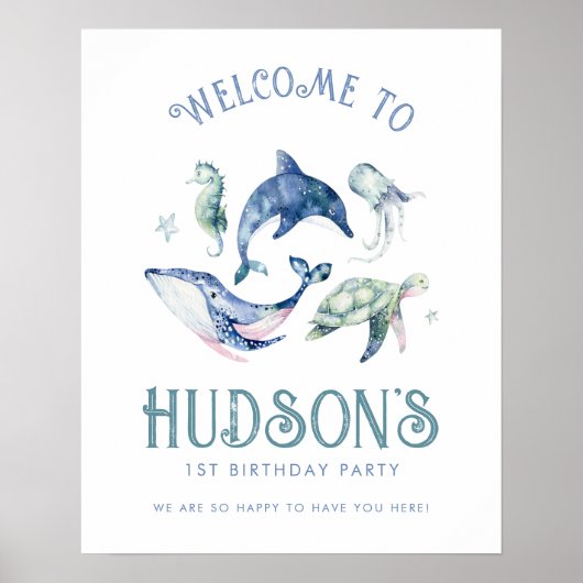 Poster Aquarelle sous l'Affiche de bienvenue de la mer (Devant)