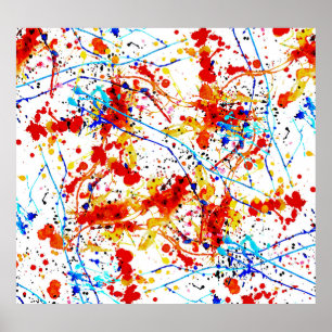 Poster Aquarelle Spots Motif Arrière - plan blanc