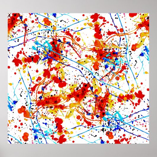 Poster Aquarelle Spots Motif Arrière - plan blanc (Devant)