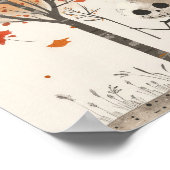 Poster Aquarelle Squelette Feuilles d'automne Halloween m (Coin)