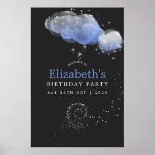 Poster Aquarelle Stars Nuit Ciel Anniversaire Bienvenue