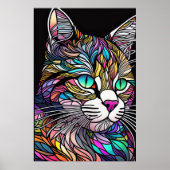 Poster Aquarelle Style Verre Tressé Chat 2:3 (Devant)