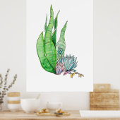 Poster Aquarelle Succulente Végétation Botanique (Cuisine)
