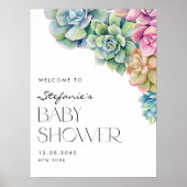 Poster Aquarelle Succulents Baby shower d'été Bienvenue (Devant)