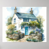 Poster Aquarelle Summer Anglais Cottage (Devant)