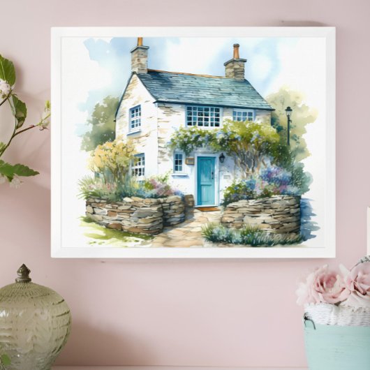 Poster Aquarelle Summer Anglais Cottage