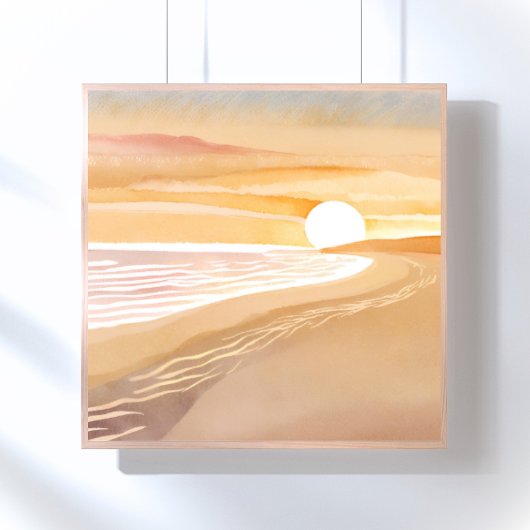 Poster Aquarelle Sunset Beach | Beau Jaune