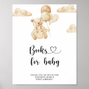Poster Aquarelle Teddy Bear, livres pour bébé