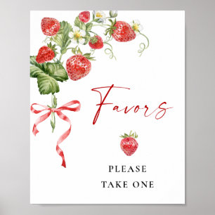 Poster Aquarelle tendance Baby shower fraise Faveurs