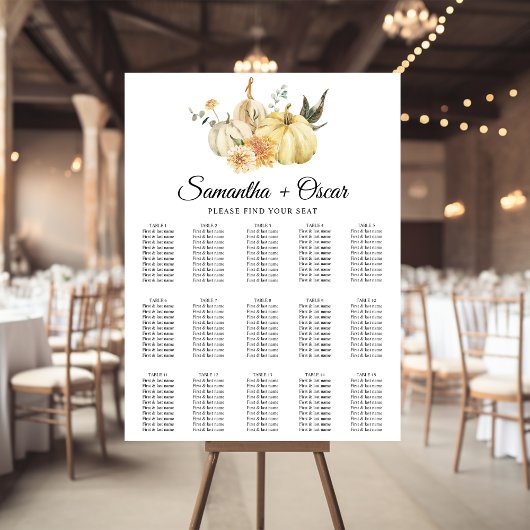 Poster Aquarelle tendance d'automne Citrouille et fleurs