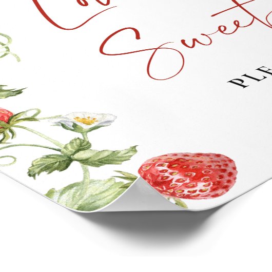 Poster Aquarelle tendance fraise L'amour nuptial est doux (Coin)