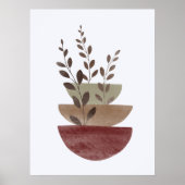 Poster Aquarelle Terracotta Abstraite pots floraux Art (Devant)