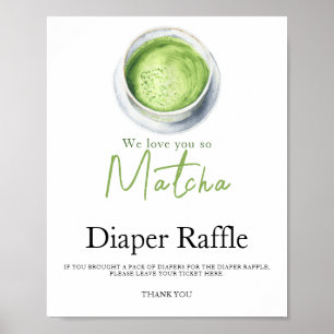 Poster Aquarelle thé matcha shower bébé tombola couches