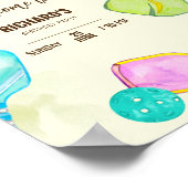 Poster Aquarelle Thème Pickleball Sports Anniversaire (Coin)