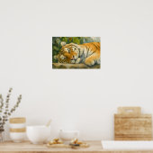 Poster Aquarelle Tigre reposant dans une verdure luxurian (Cuisine)