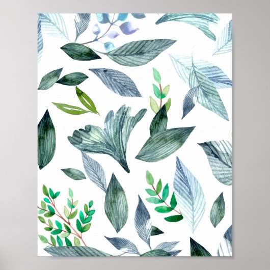 Poster Aquarelle tombée feuille 11 (Devant)