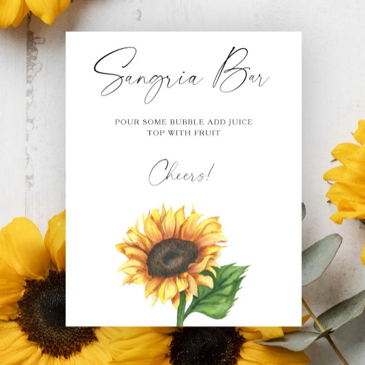 Poster Aquarelle tournesol douche nuptiale sangria bar