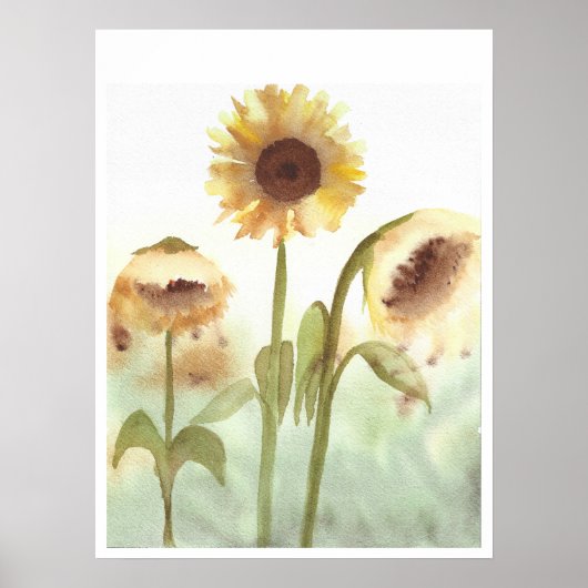 Poster Aquarelle Tournesol Imprimer (Devant)