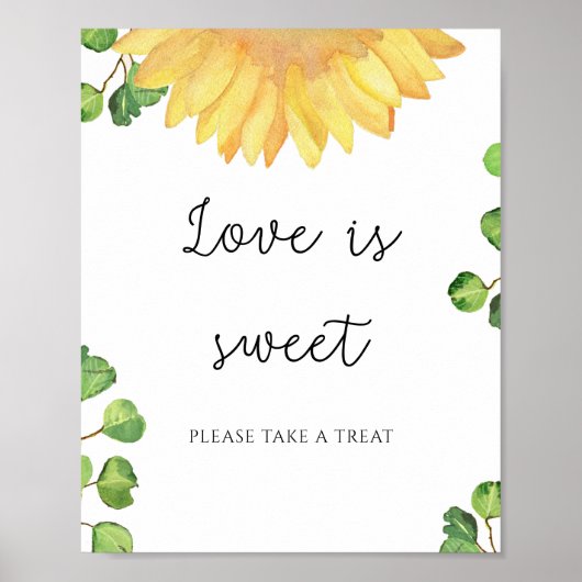 Poster Aquarelle tournesol l'amour est doux prenez un pla (Devant)