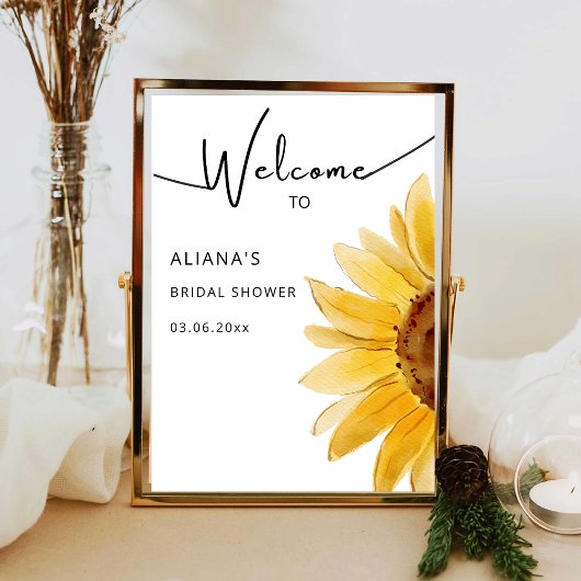 Poster Aquarelle Tournesol signe de bienvenue