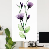 Poster Aquarelle transparente fleur rose sauvage (Bureau à domicile)