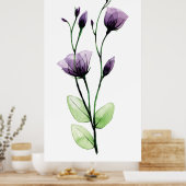 Poster Aquarelle transparente fleur rose sauvage (Cuisine)