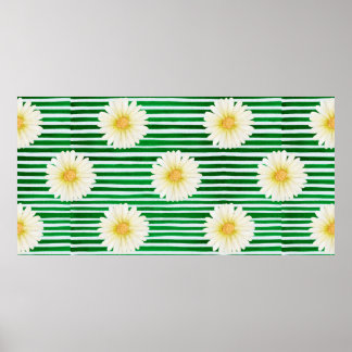 Poster Aquarelle transparente motif de bandes vertes et c