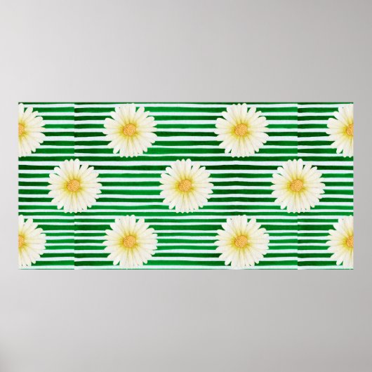 Poster Aquarelle transparente motif de bandes vertes et c (Devant)