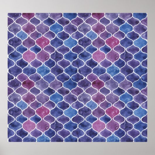 Poster Aquarelle transparente Violet motif floral (Devant)