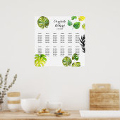 Poster Aquarelle Tropical Feuilles mariages (Cuisine)