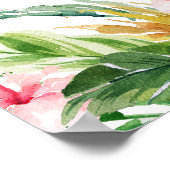 Poster Aquarelle Tropical Floral Rose Flamant rose Douche (Coin)