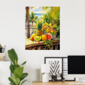 Poster Aquarelle Tropical Fruits Paradise (Bureau à domicile)