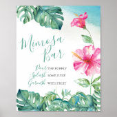 Poster Aquarelle Tropical Hibiscus Flower Mimosa Bar (Devant)