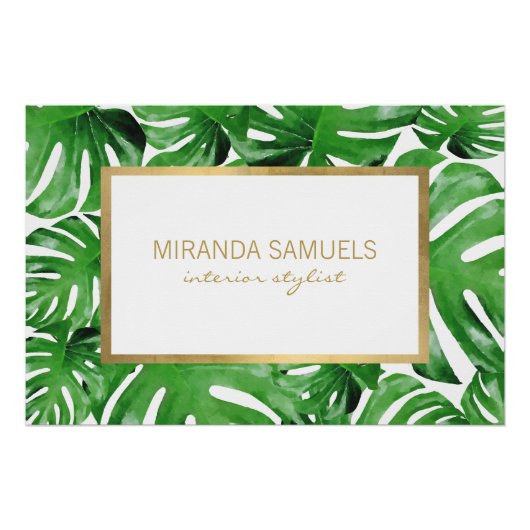 Poster Aquarelle Tropical Monstera Feuille Motif (Devant)